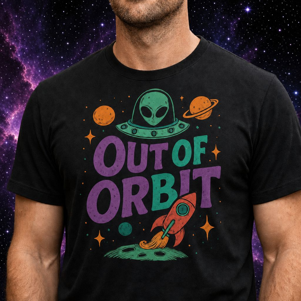 Out of Orbit Space Alien Design T-Shirt
