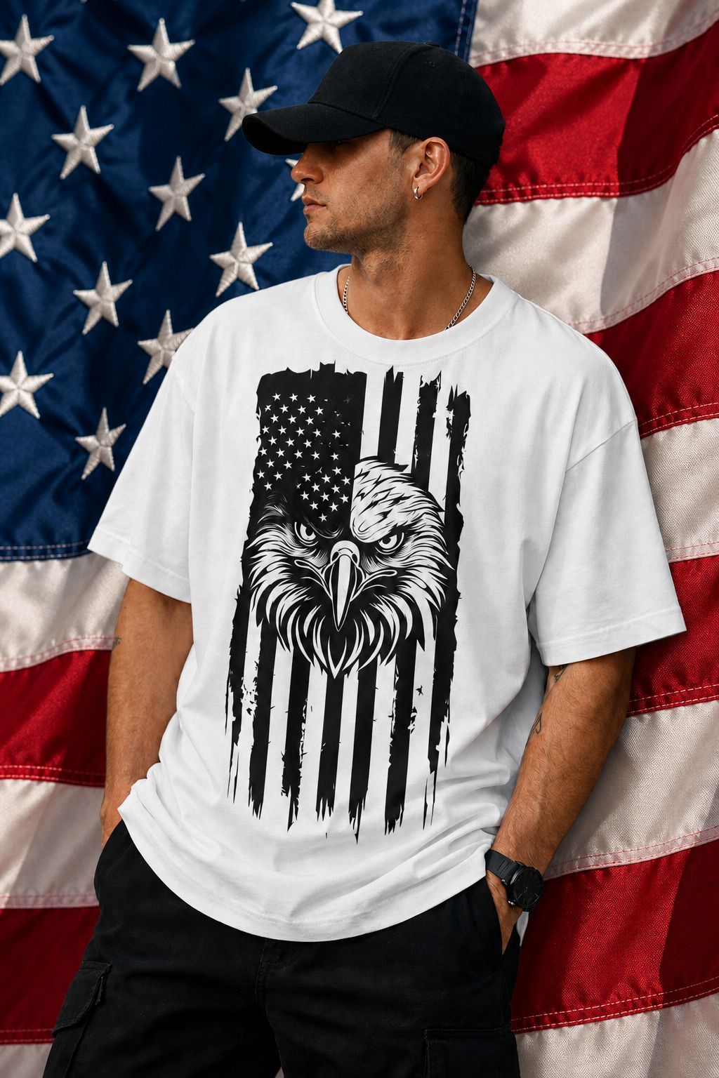 USA Flag and Eagle Graphic T-Shirt